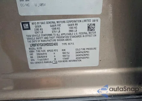 2017 Buick Envision Premium Ii from USA, damaged, VIN LRBFXFSX6HD022400